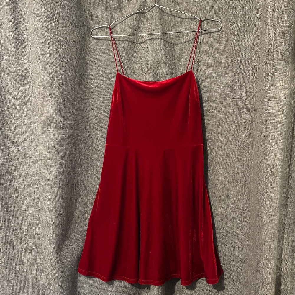 Urban Outfitters Red Velvet Dress